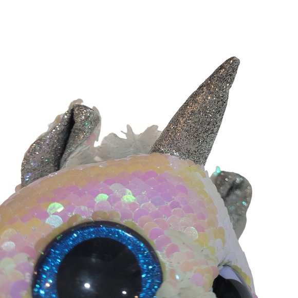 Ty Flippables Unicorn Diamond EUC 10 Inches Tall White Pink Sequins - Picture 12 of 12